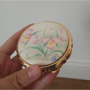 Vintage enamel compact with powder puff